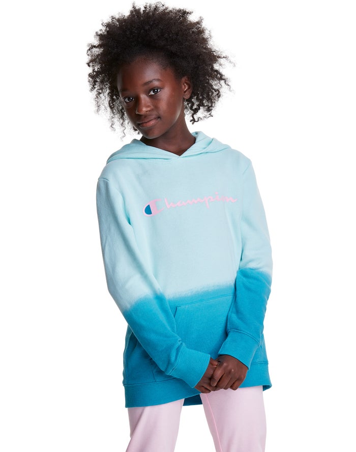 Sudadera Con Capucha Champion Niña - Fleece Dip-Dye Script Logo ( Azules Claro ) 6149873-HG